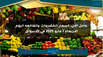 عاجل الآن: أسعار الخضروات والفاكهة اليوم الأربعاء 7 مايو 2025 في الأسواق